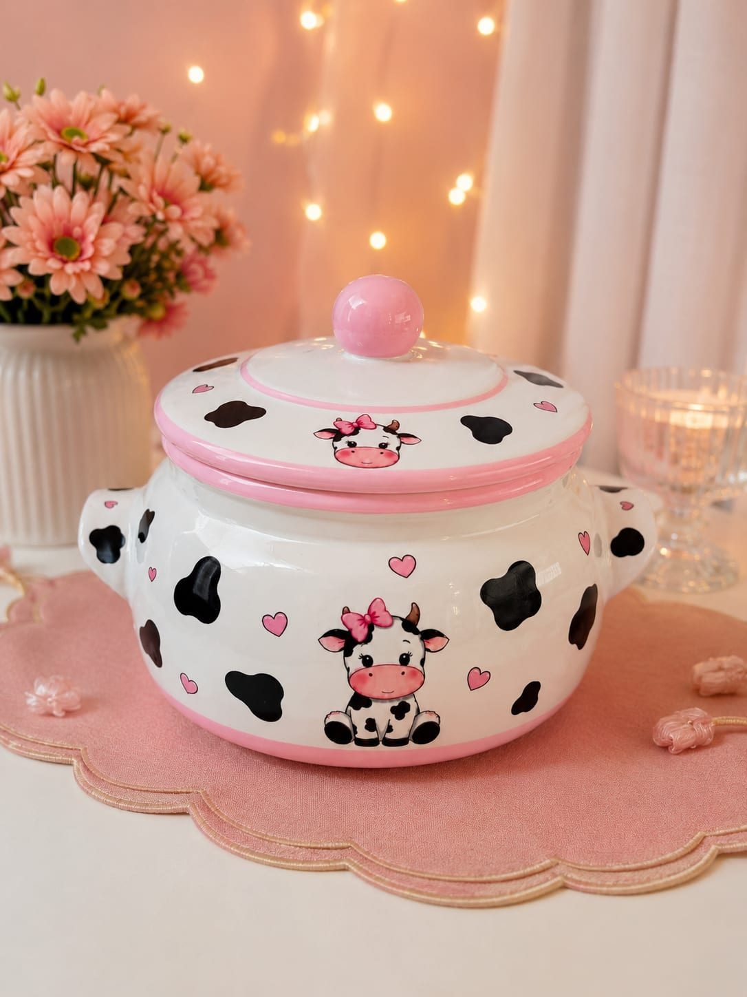 Panela Grande Decorativa de Vaquinha Cute