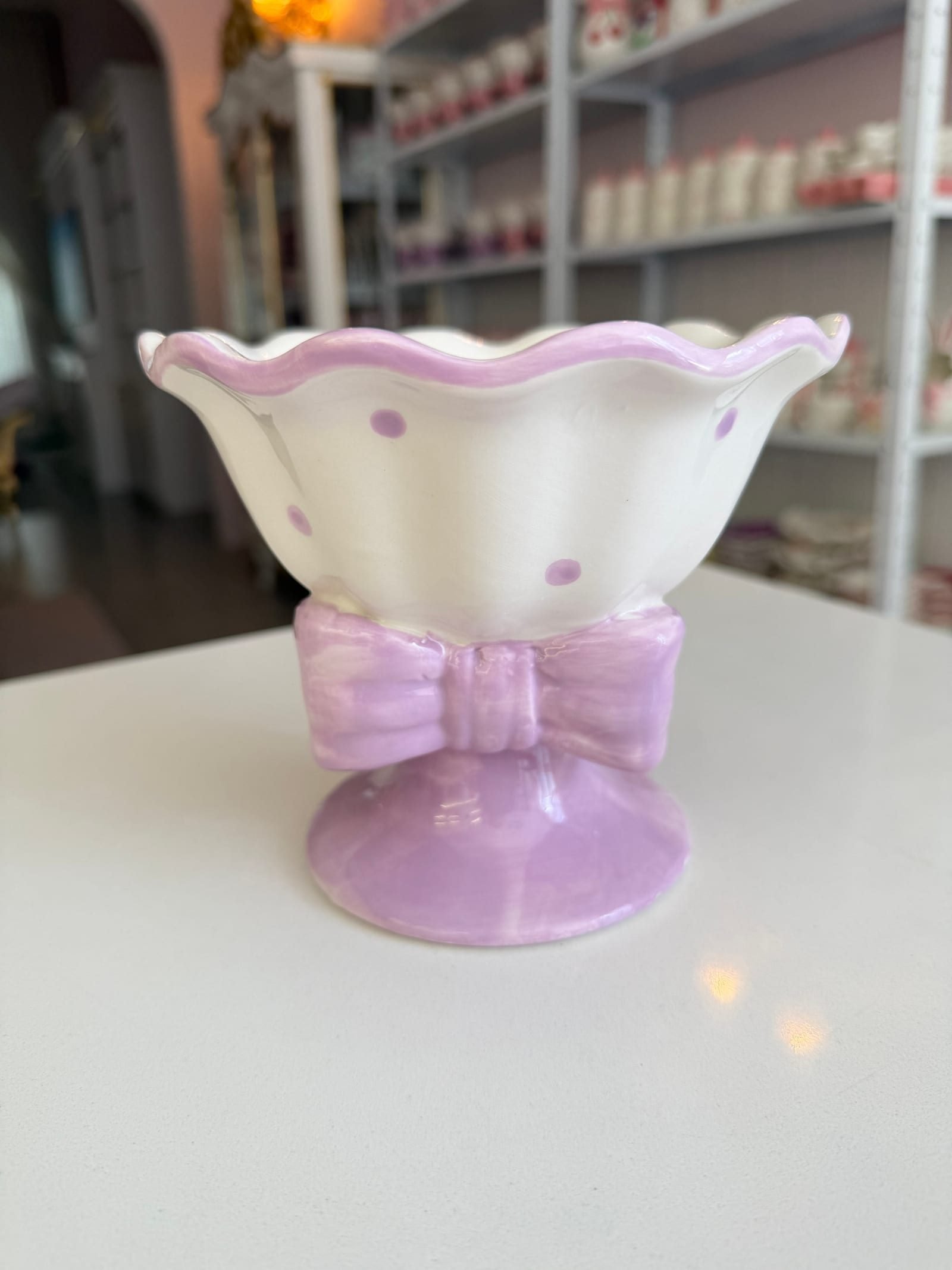 Bowl Decorativo com Base Laço Lilás Poá