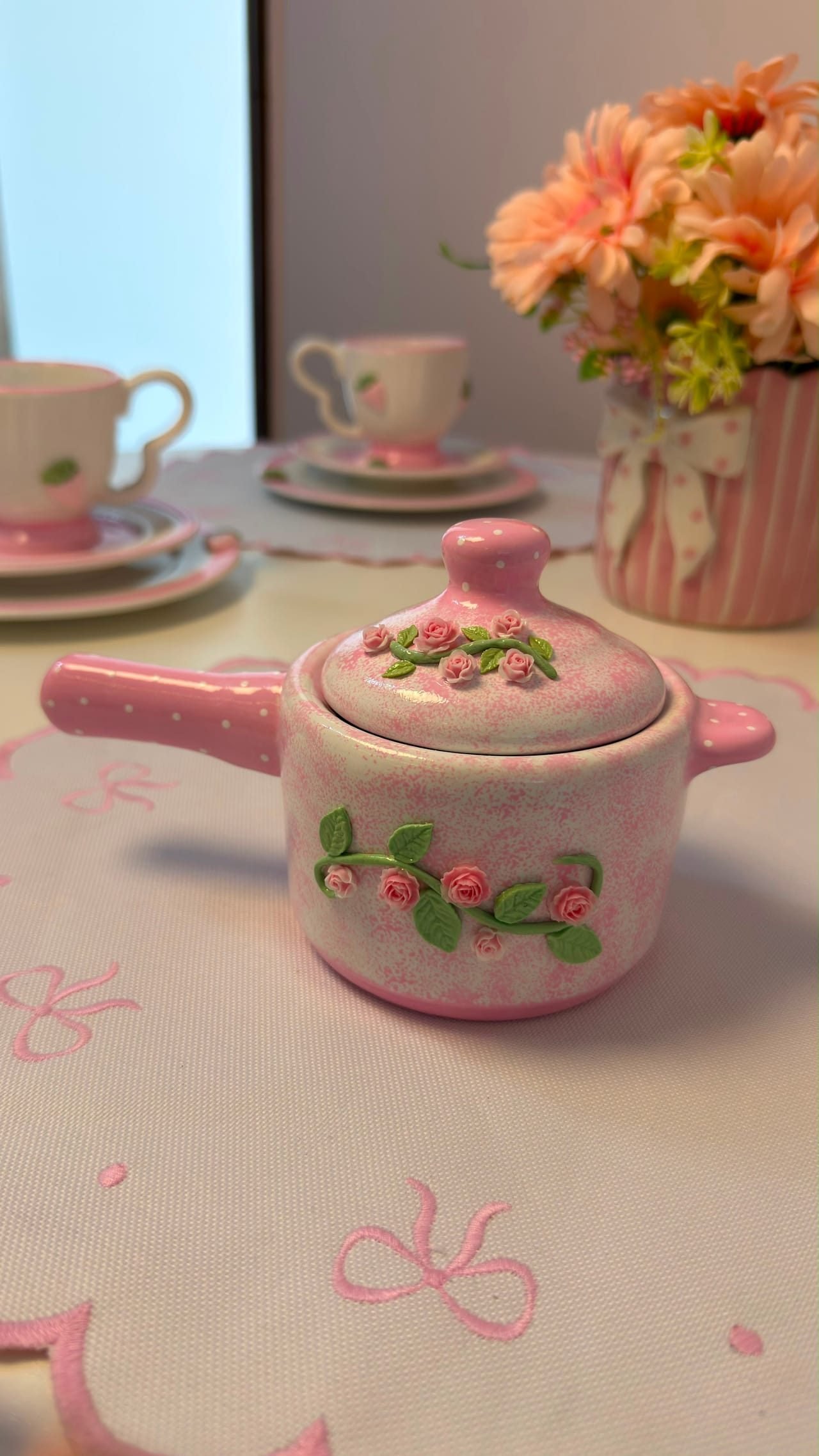 Mini Panelinha Decorativa Rosa com Rosas 3D